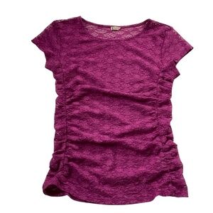 Free People Keep It Simple Lace Tee Sz L Dramatic Orchard Boho Fitted Y2K Floral